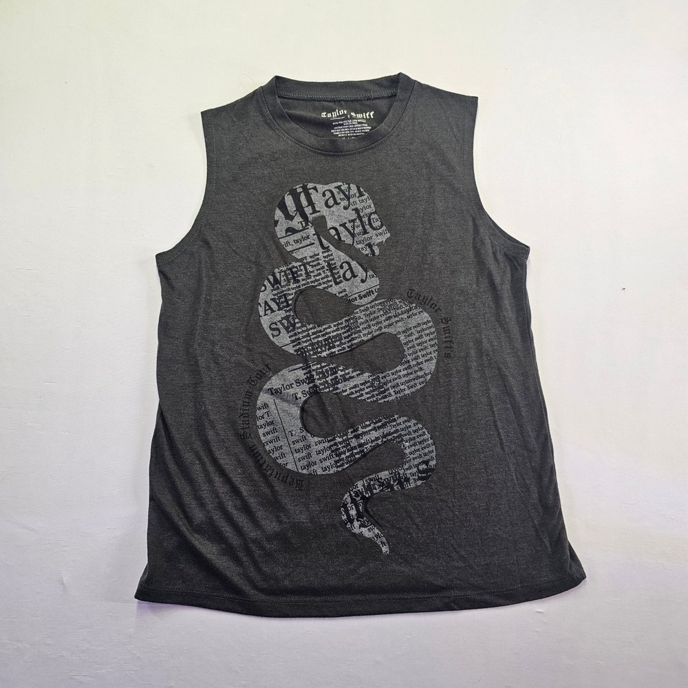 Taylor Swift Reputation Stadium Tour Snake Muscle Tank Top Gray Small Sleeveless
